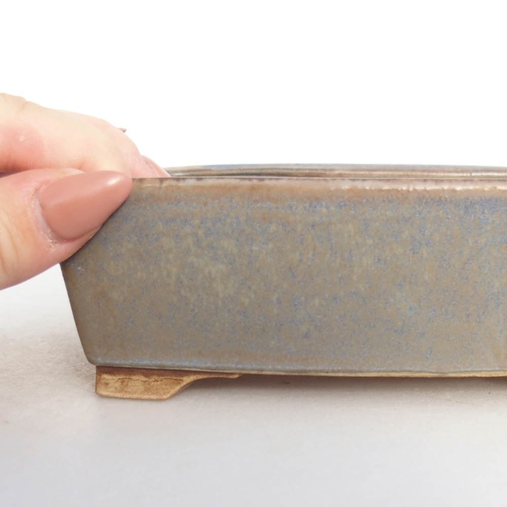 Bonsaischaal van keramiek 9 x 9 x 3,5 cm, kleur blauw