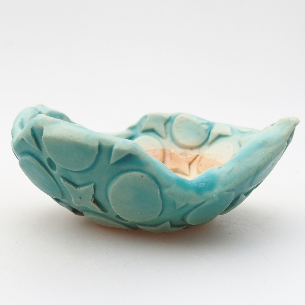 Keramische schaal 8,5 x 9 x 4 cm , kleur blauw