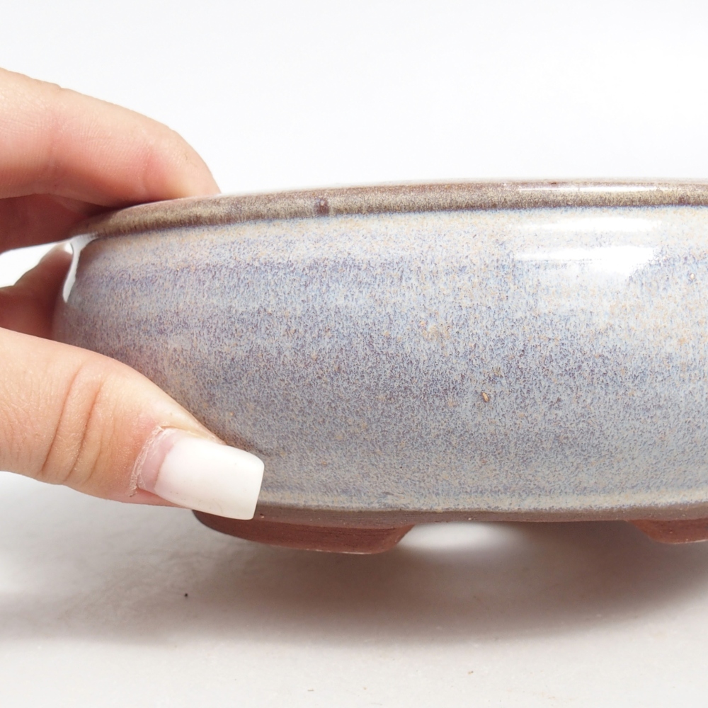 Bonsaischaal van keramiek 16 x 16 x 5,5 cm, kleur blauw