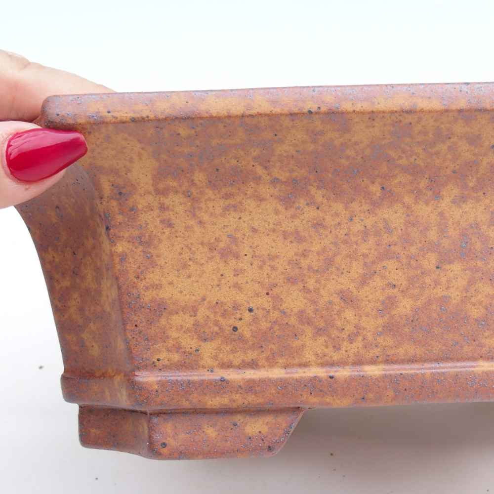 Bonsaischaal van keramiek 23,5 x 17,5 x 8,5 cm, bruin