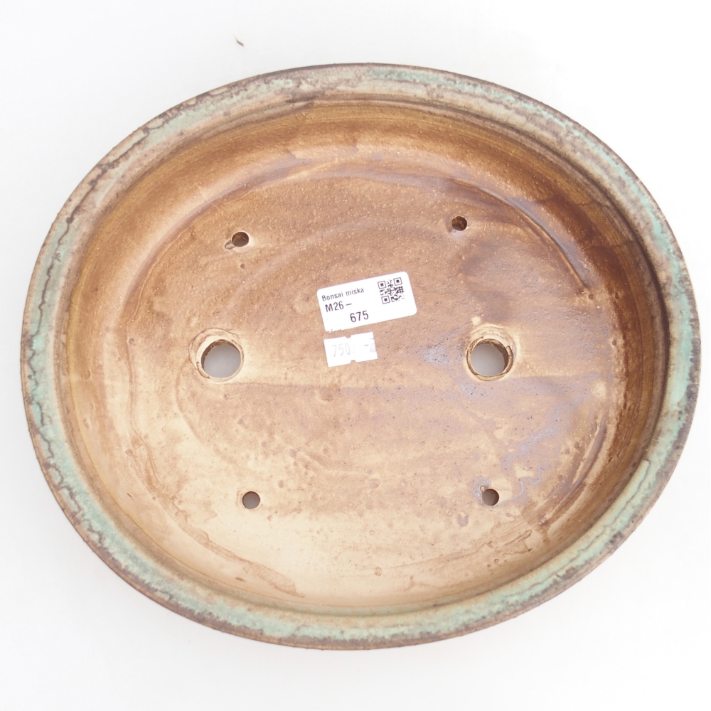 Bonsaischaal van keramiek 26,5 x 24 x 5,5 cm, groen