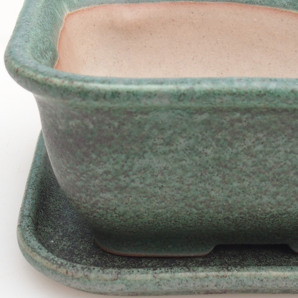 Bonsai kom + schotel H11 - 11,5 x 10 x 4 cm - groen