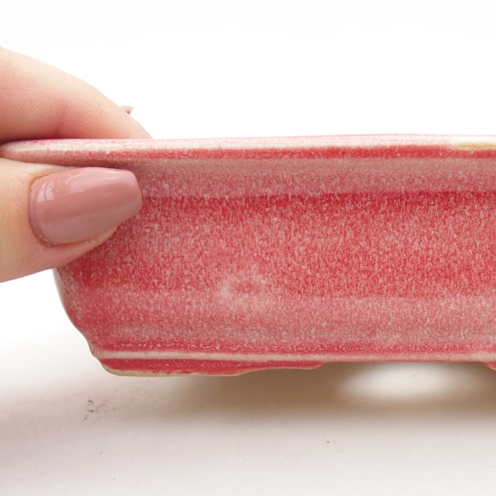 Bonsaischaal van keramiek 13,5 x 10 x 4 cm, kleur rood