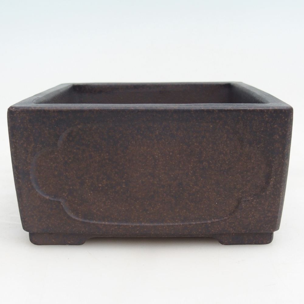 Bonsaischaal van keramiek 12,5 x 12,5 x 6,5 cm, kleur okerbruin
