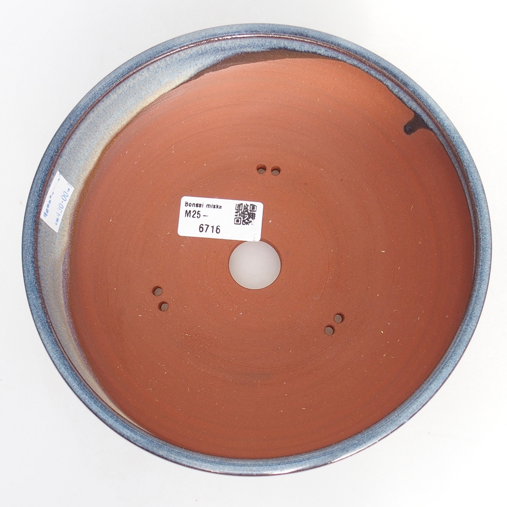 Bonsaischaal van keramiek 19,5 x 19,5 x 6 cm, kleur blauw