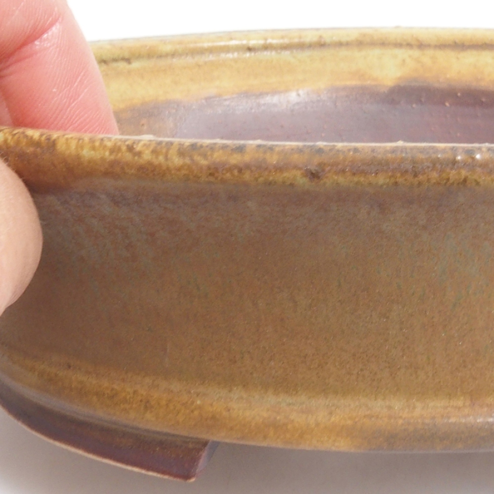 Bonsaischaal van keramiek 10 x 8,5 x 4 cm, bruin