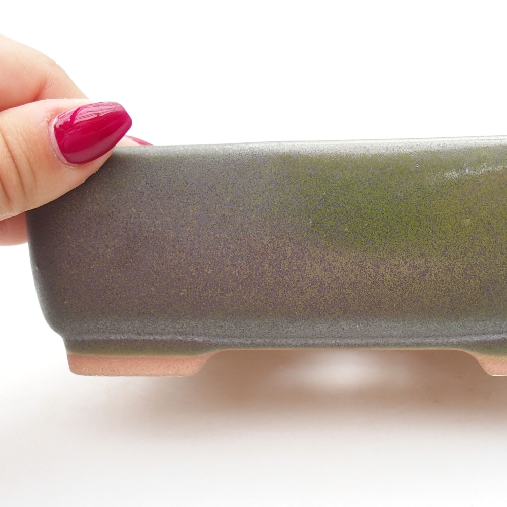 Bonsaischaal van keramiek 15 x 11 x 5,5 cm, groen