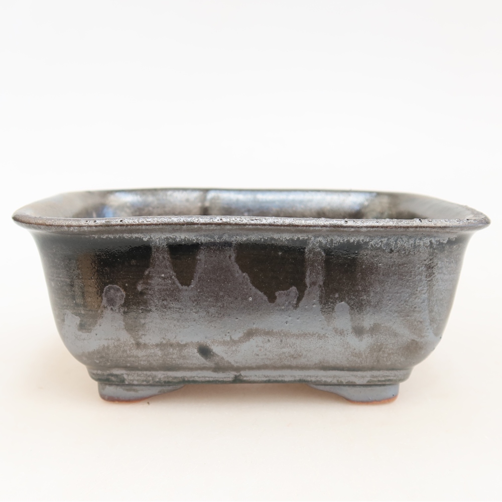 Bonsaischaal van keramiek 13,5 x 10,5 x 6 cm, metaalkleur