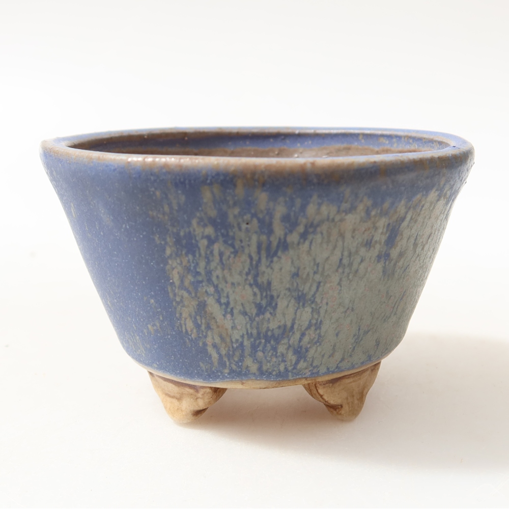 Bonsaischaal van keramiek 8,5 x 8,5 x 5 cm, kleur blauw