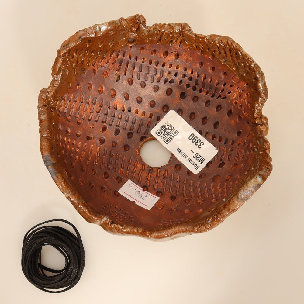 Keramische schaal voor Kokedama, 12,5 x 12 x 7,5 cm, kleur: bruin
