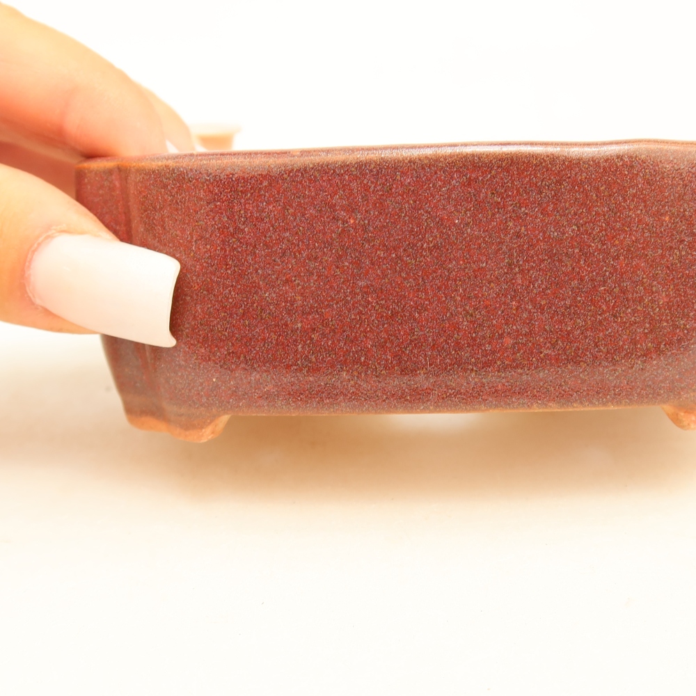 Keramische bonsaipot 10,5 x 8 x 4 cm, kleur bordeauxrood