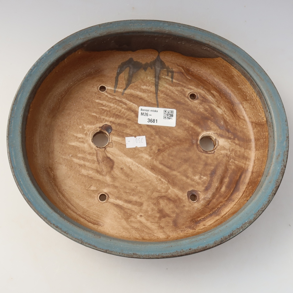 Keramische bonsaipot 26 x 24 x 6 cm, kleur: blauw