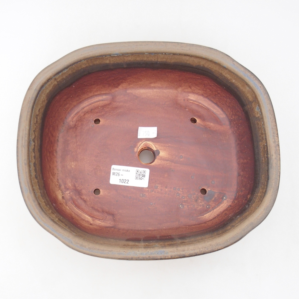 Bonsaischaal van keramiek 25 x 21,5 x 7,5 cm, bruin
