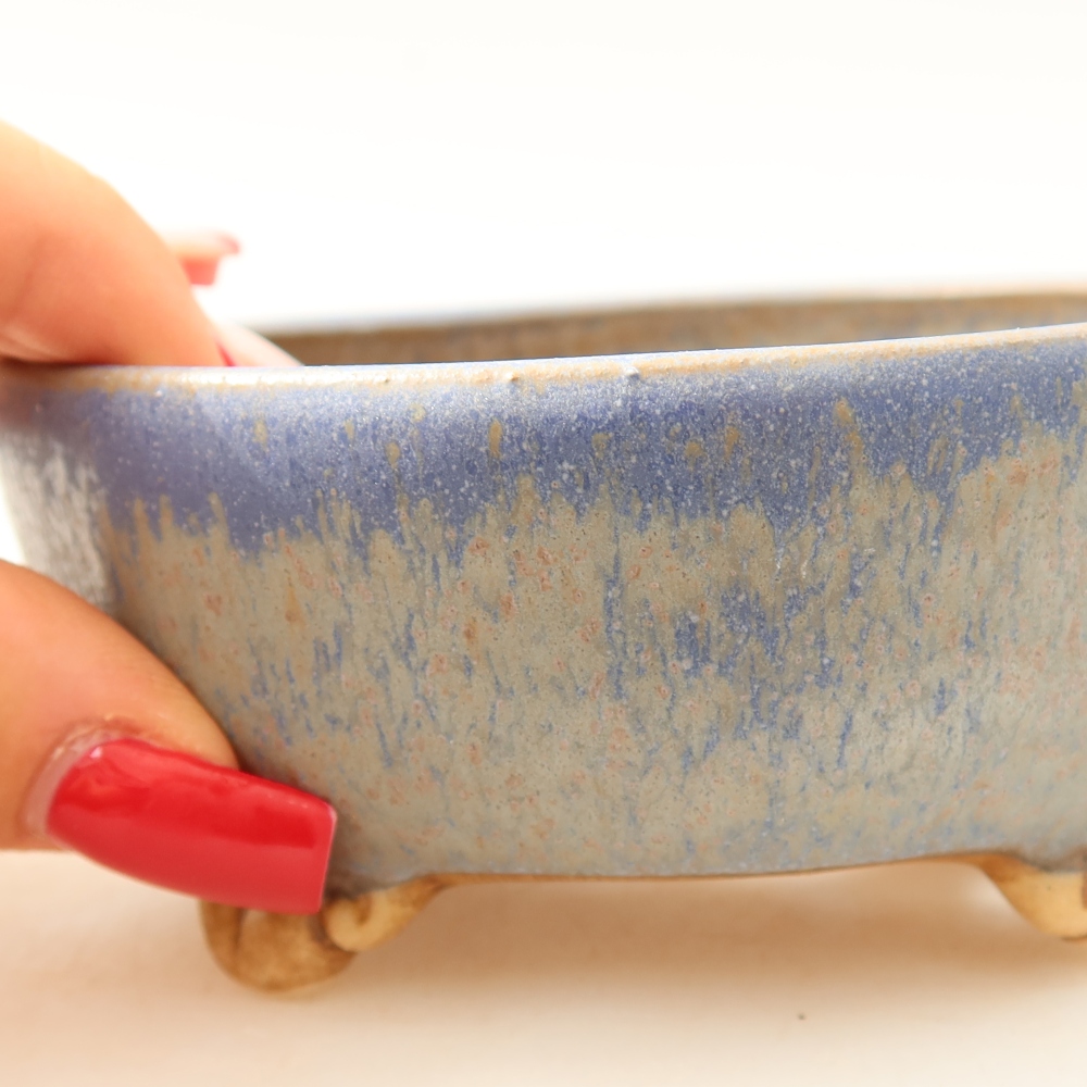Keramische bonsaipot 10,5 x 10,5 x 4 cm, kleur: blauw