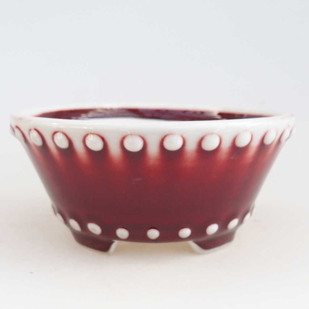 Bonsaischaal van keramiek 10,5 x 10,5 x 5 cm, kleur rood