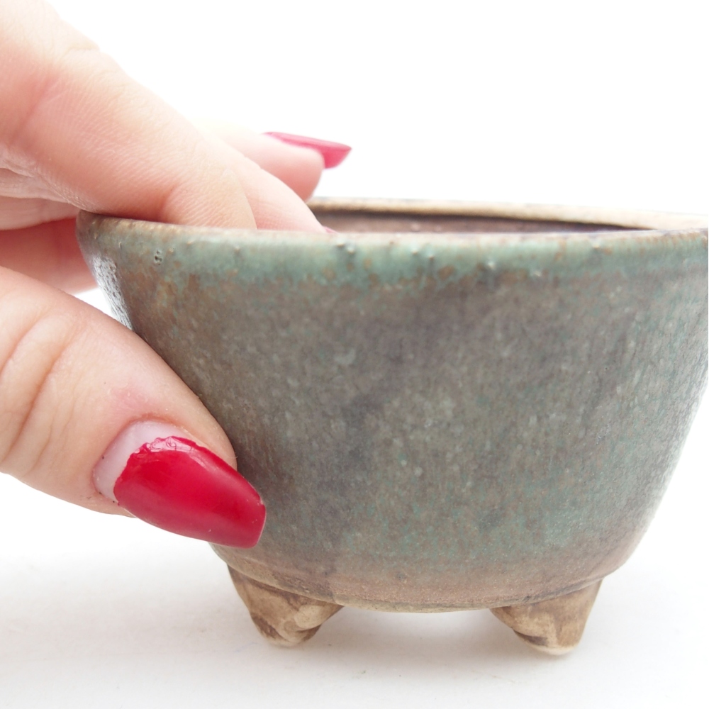 Bonsaischaal van keramiek 8,5 x 8,5 x 5 cm, groen