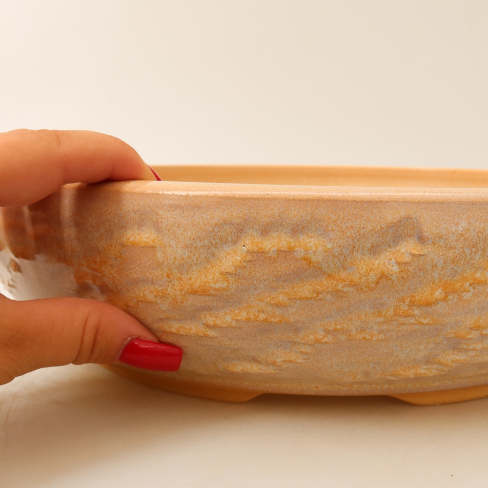 Keramische bonsaischaal 31,5 x 31,5 x 7,5 cm, kleur: beige
