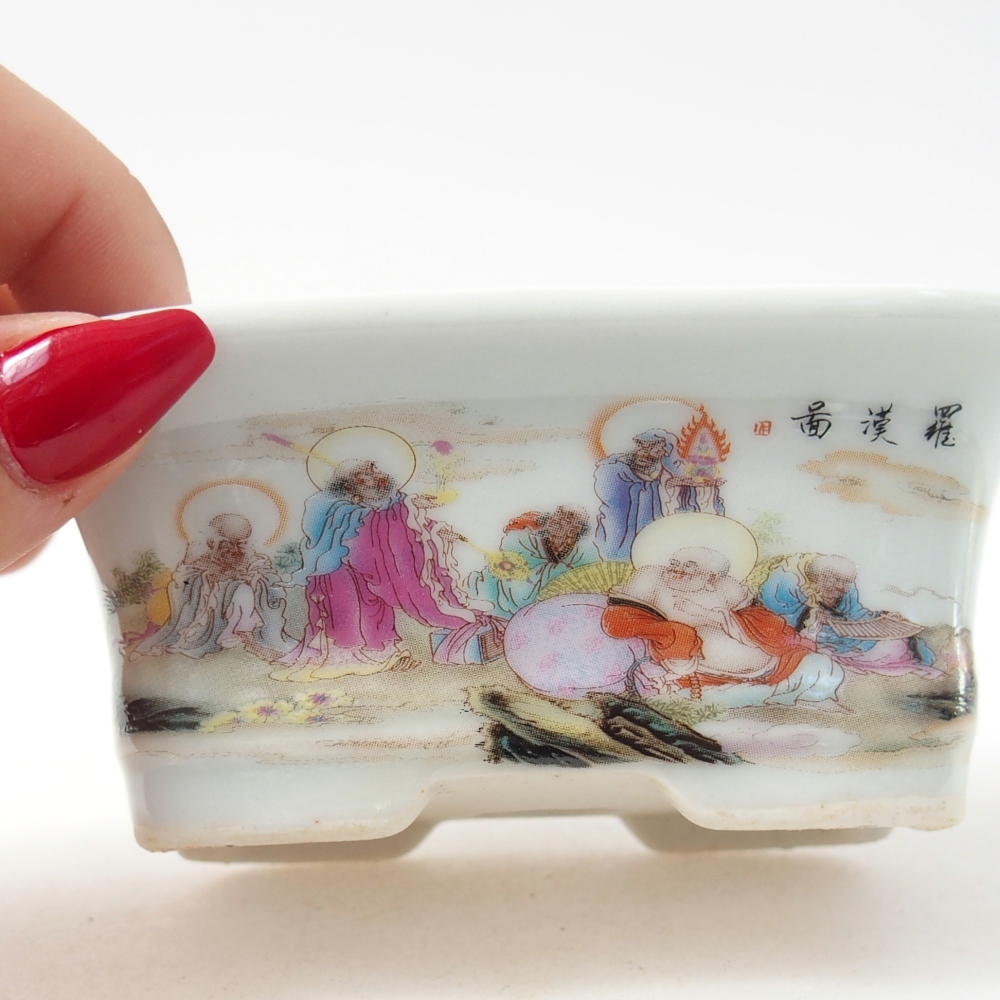 Mini bonsaischaal 10 x 7,5 x 4 cm, kleur wit