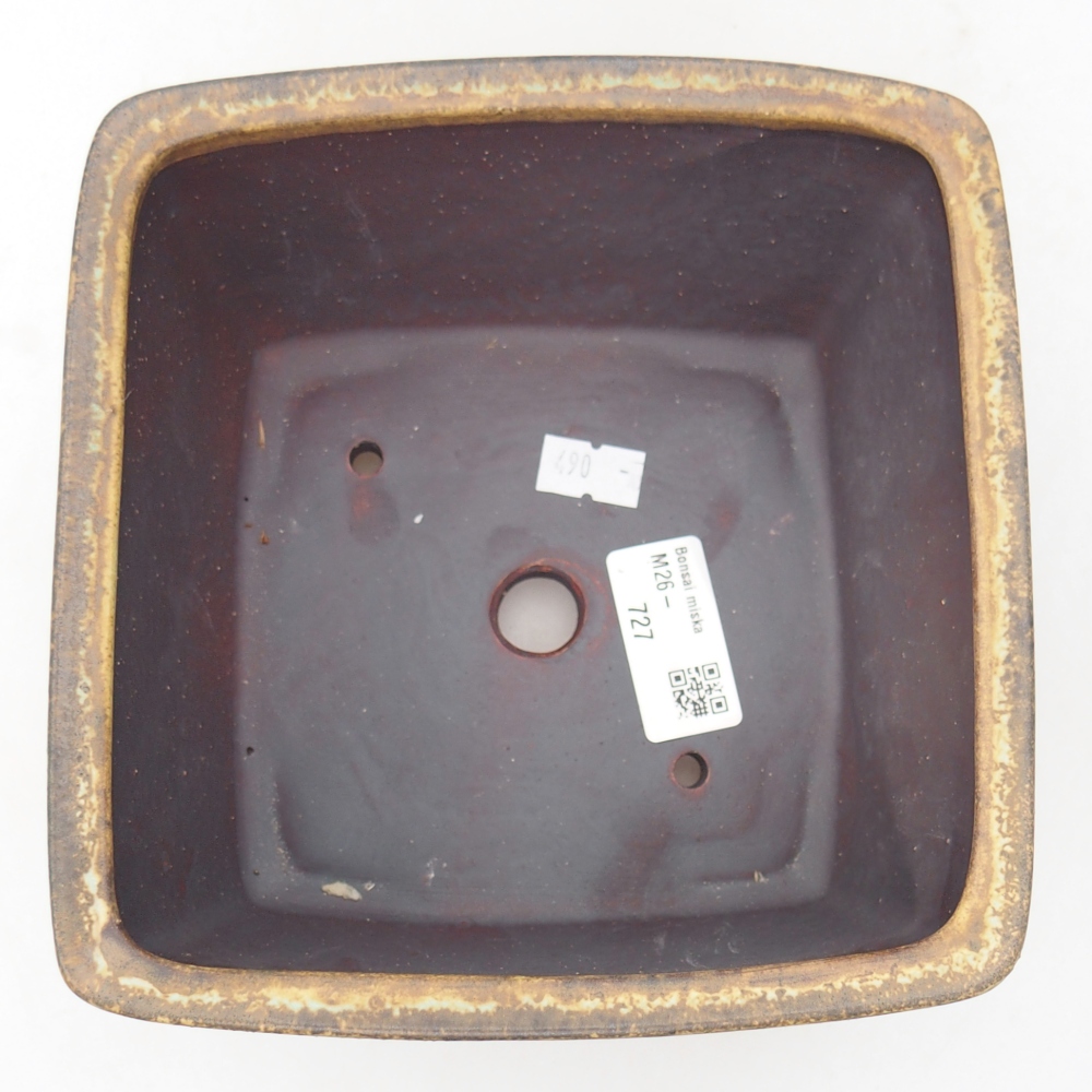 Bonsaischaal van keramiek 16 x 16 x 10 cm, groen