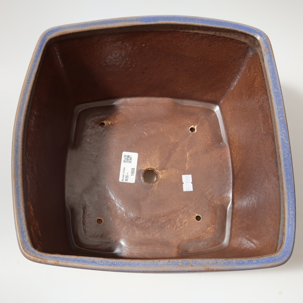 Keramische bonsaipot 26,5 x 26,5 x 15,5 cm, kleur: blauw