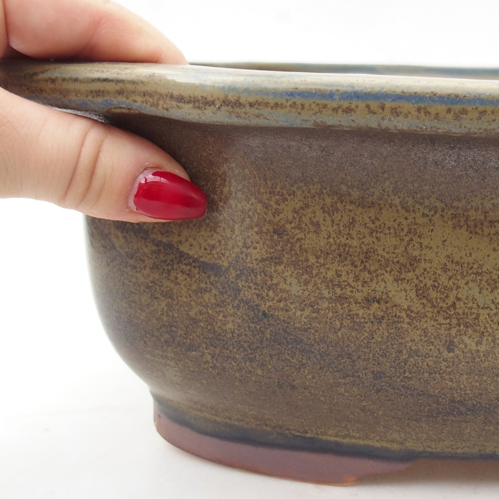 Bonsaischaal van keramiek 30 x 25 x 10 cm, kleur blauw