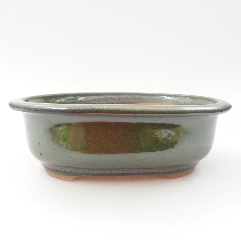 Bonsaischaal van keramiek 18 x 14,5 x 6 cm, groen