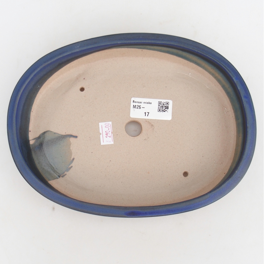 Bonsaischaal van keramiek 22,5 x 17 x 4,5 cm, kleur blauw