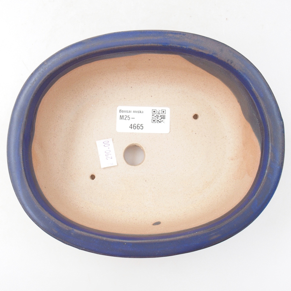 Bonsaischaal van keramiek 18 x 14,5 x 6 cm, kleur blauw