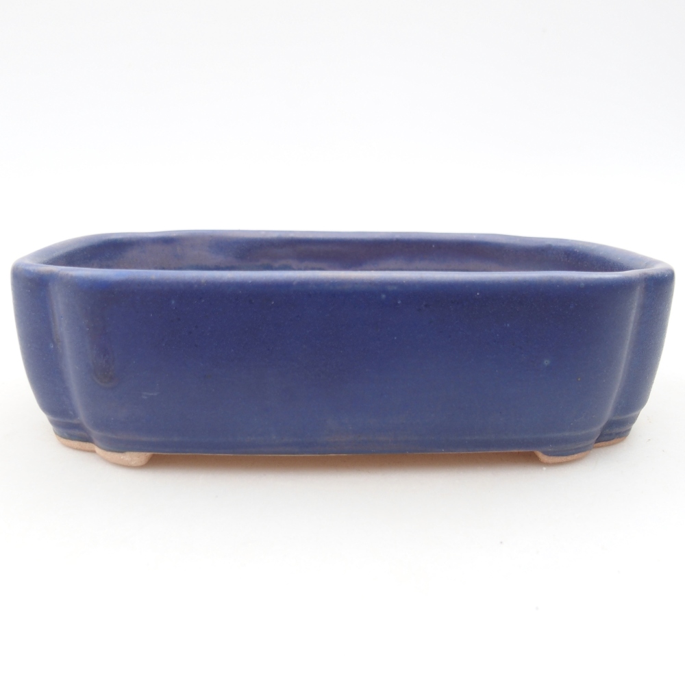 Bonsaischaal van keramiek 15,5 x 11,5 x 4 cm, kleur blauw