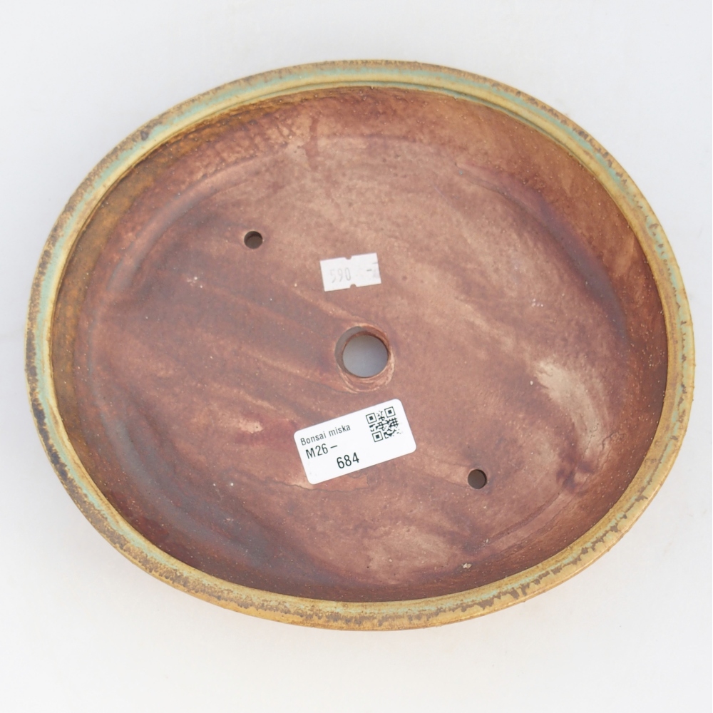 Bonsaischaal van keramiek 23 x 20 x 4,5 cm, groen