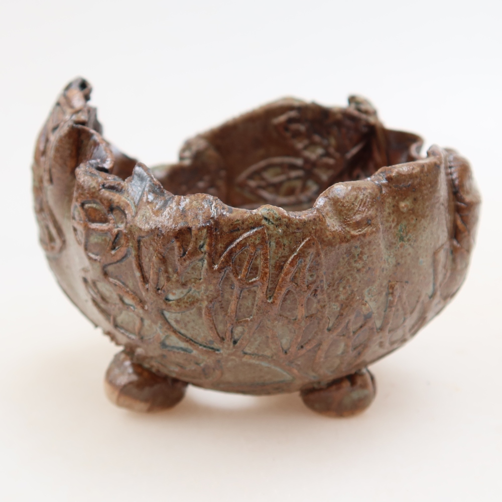 Keramische schaal  8,5 x 8,5 x 7 cm, kleur bruingroen