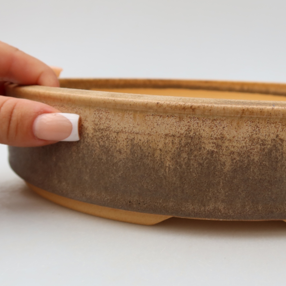 Keramische bonsaipot 26,5 x 26,5 x 5,5 cm, kleur bruin