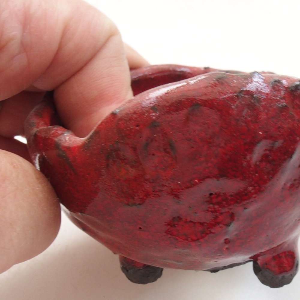 Keramisch Schelp 7 x 6,5 x 5 cm , kleur rood