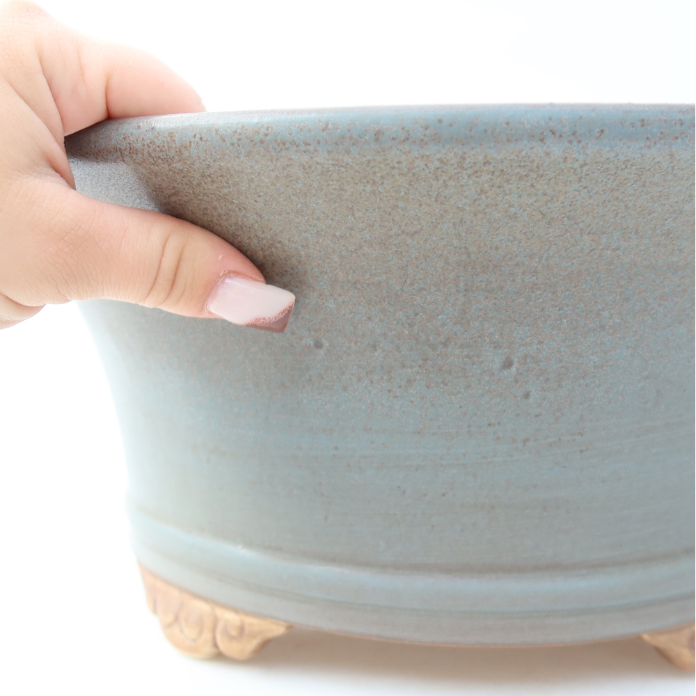 Keramische bonsaipot 31,5 x 31,5 x 14,5 cm, kleur: blauw