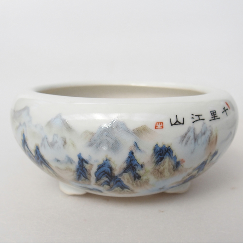 Bonsaischaal van keramiek 10 x 10 x 5 cm, kleur wit