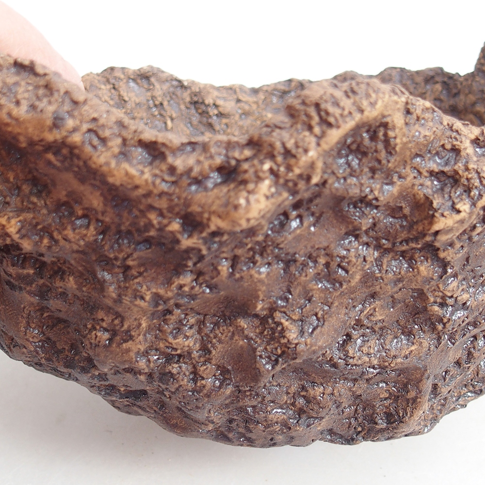 Keramische schaal 19 x 15 x 14 cm , kleur bruin