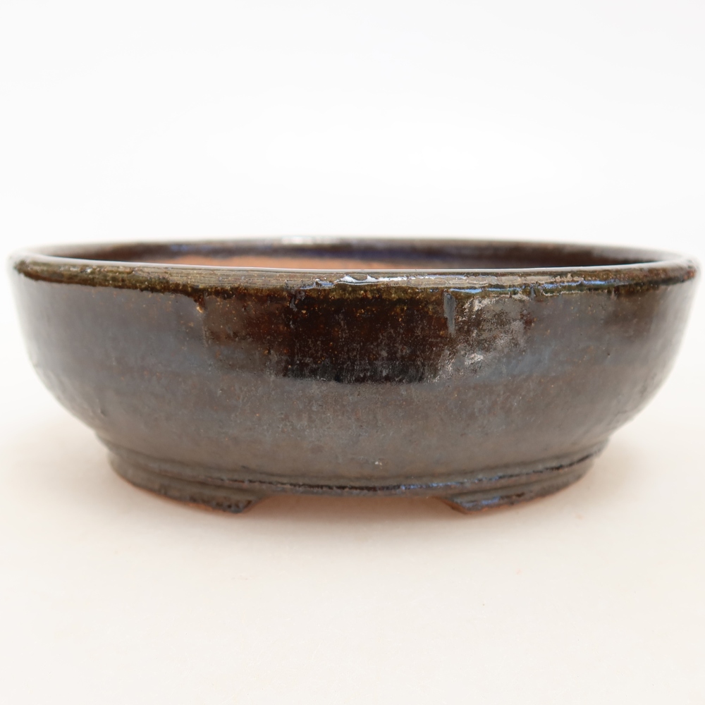 Bonsaischaal van keramiek 15,5 x 15,5 x 5 cm, bruin