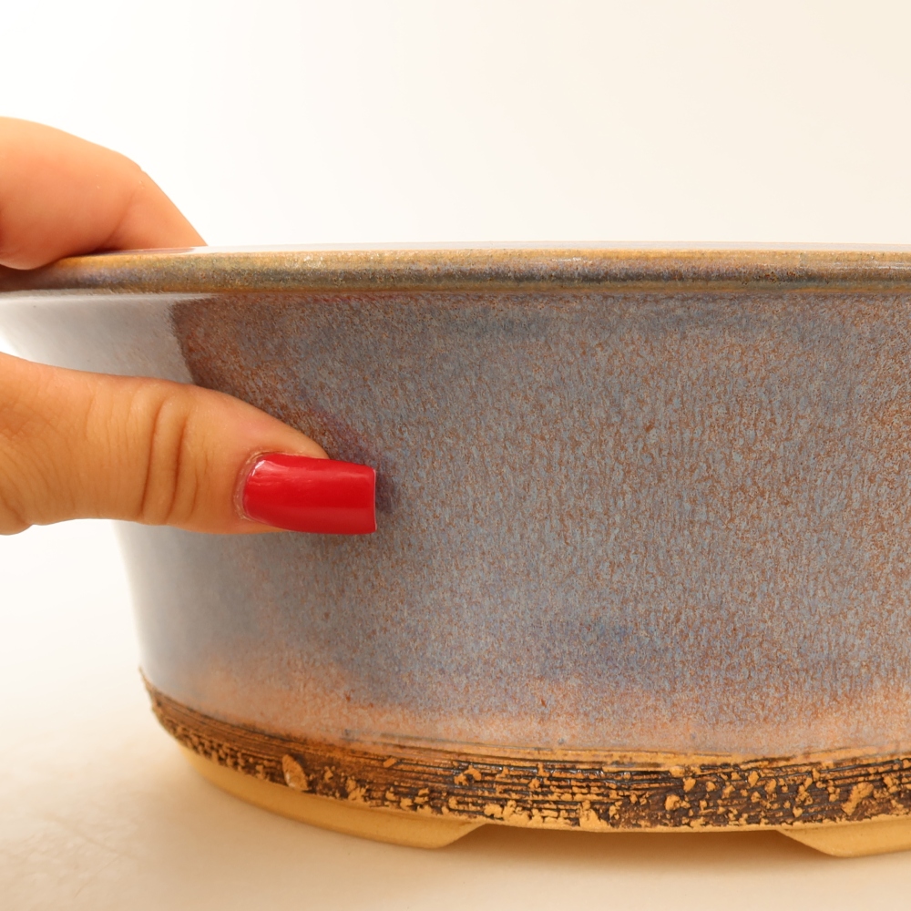 Keramische bonsaipot 28,5 x 28,5 x 9,5 cm, kleur: blauw