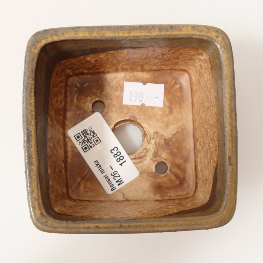 Bonsaischaal van keramiek 8,5 x 8,5 x 5,5 cm, bruin