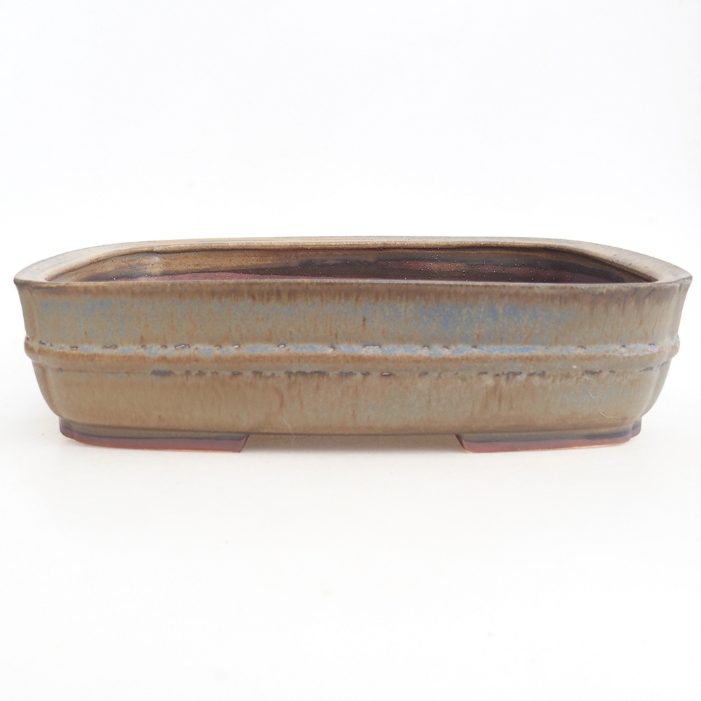 Bonsaischaal van keramiek 29,5 x 24 x 7 cm, kleur blauw