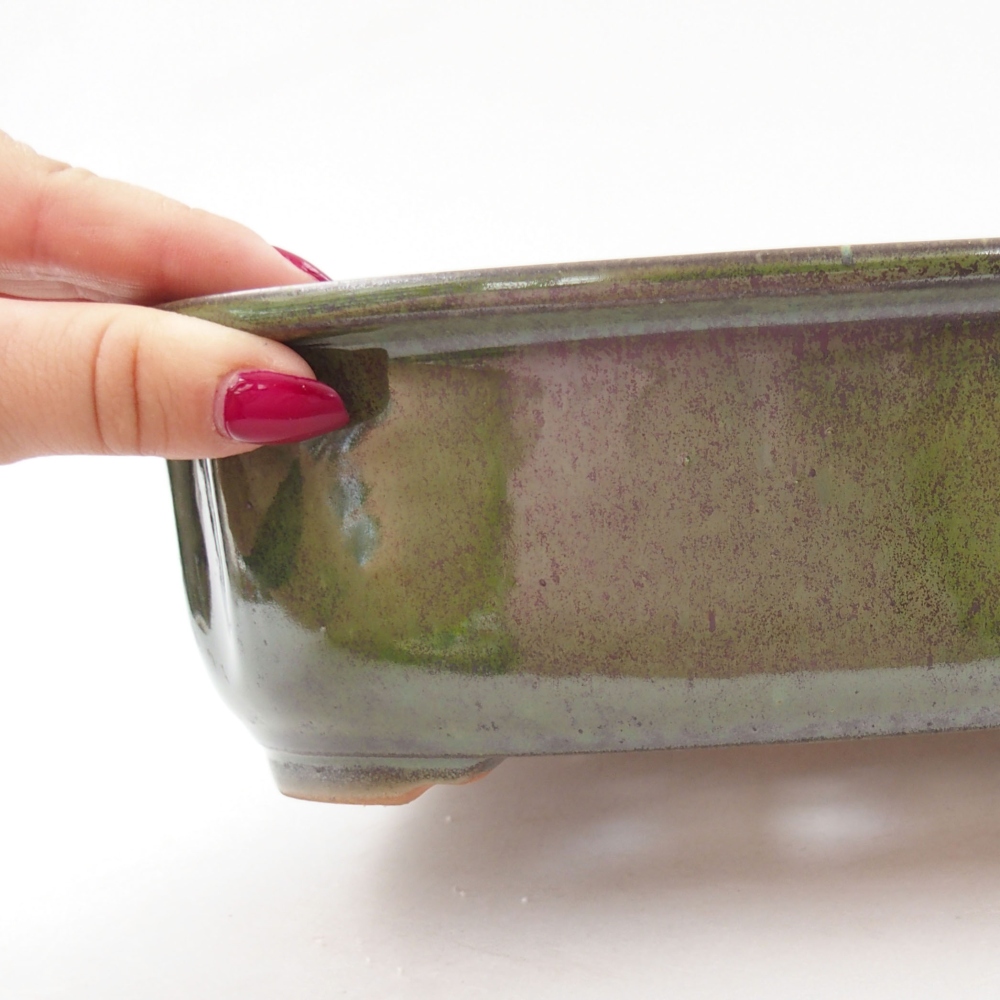 Bonsaischaal van keramiek 24,5 x 21 x 7 cm, groen