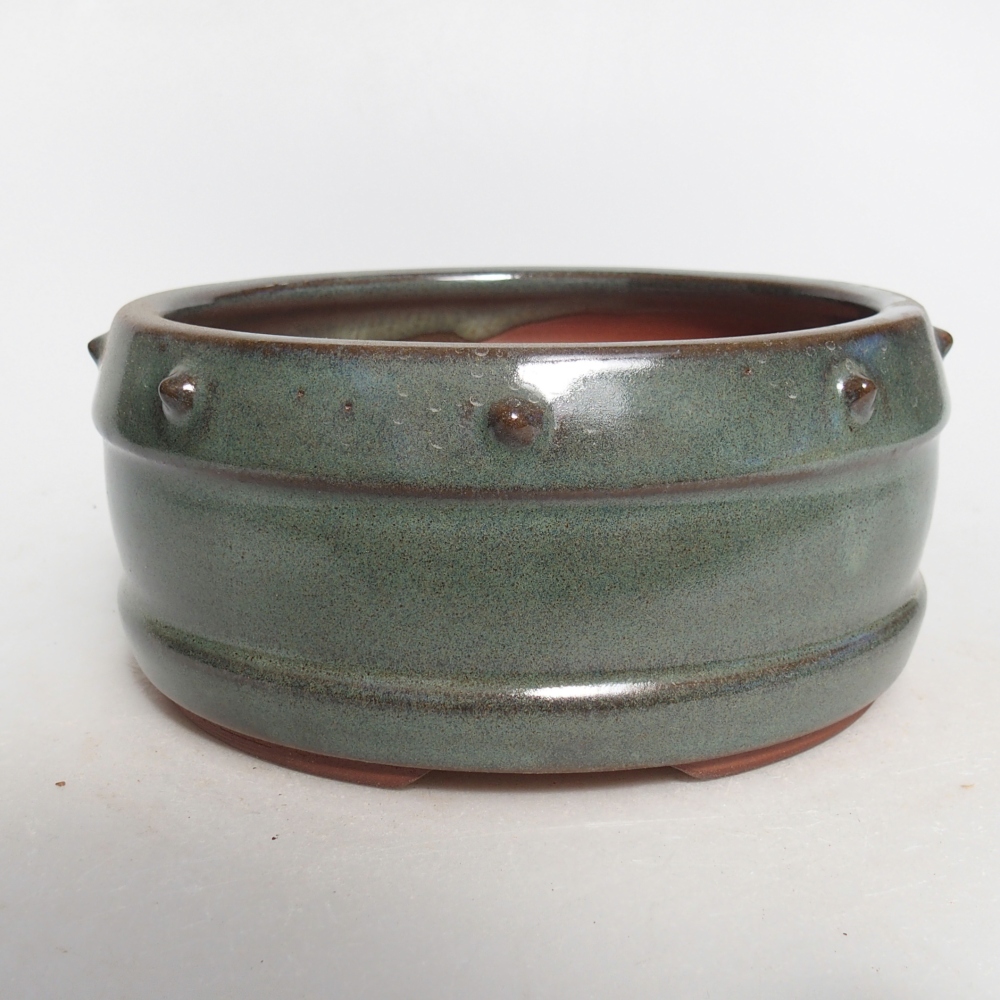 Bonsaischaal van keramiek 14,5 x 14,5 x 7 cm, groen