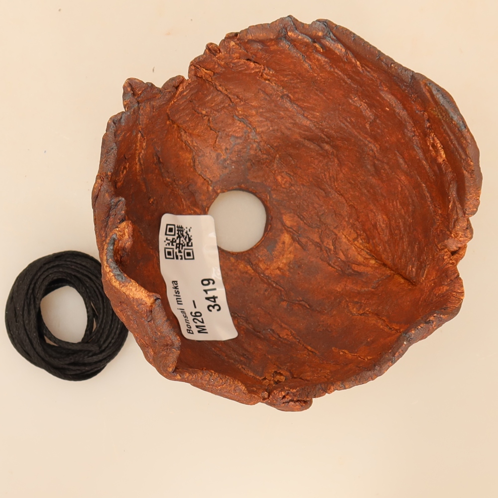 Keramische schaal voor kokedama, 10 x 9,5 x 7 cm, kleur: bruin