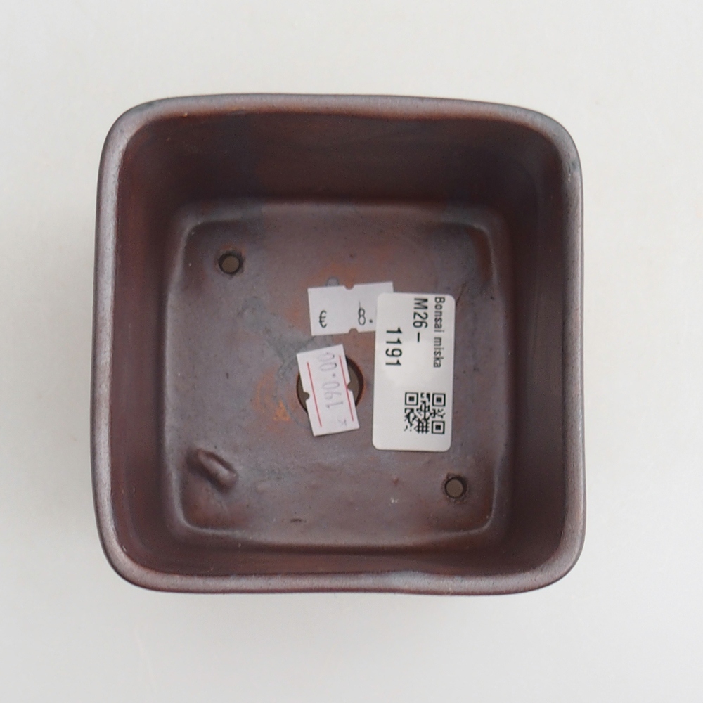 Bonsaischaal van keramiek 10 x 10 x 8 cm, metaalkleur