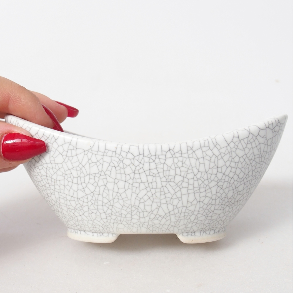 Bonsaischaal van keramiek 12,5 x 6,5 x 5,5 cm, raku kleur