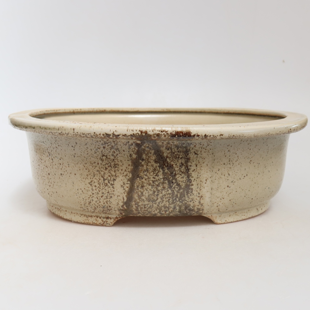 Bonsaischaal van keramiek 26 x 22 x 8 cm, kleur beige