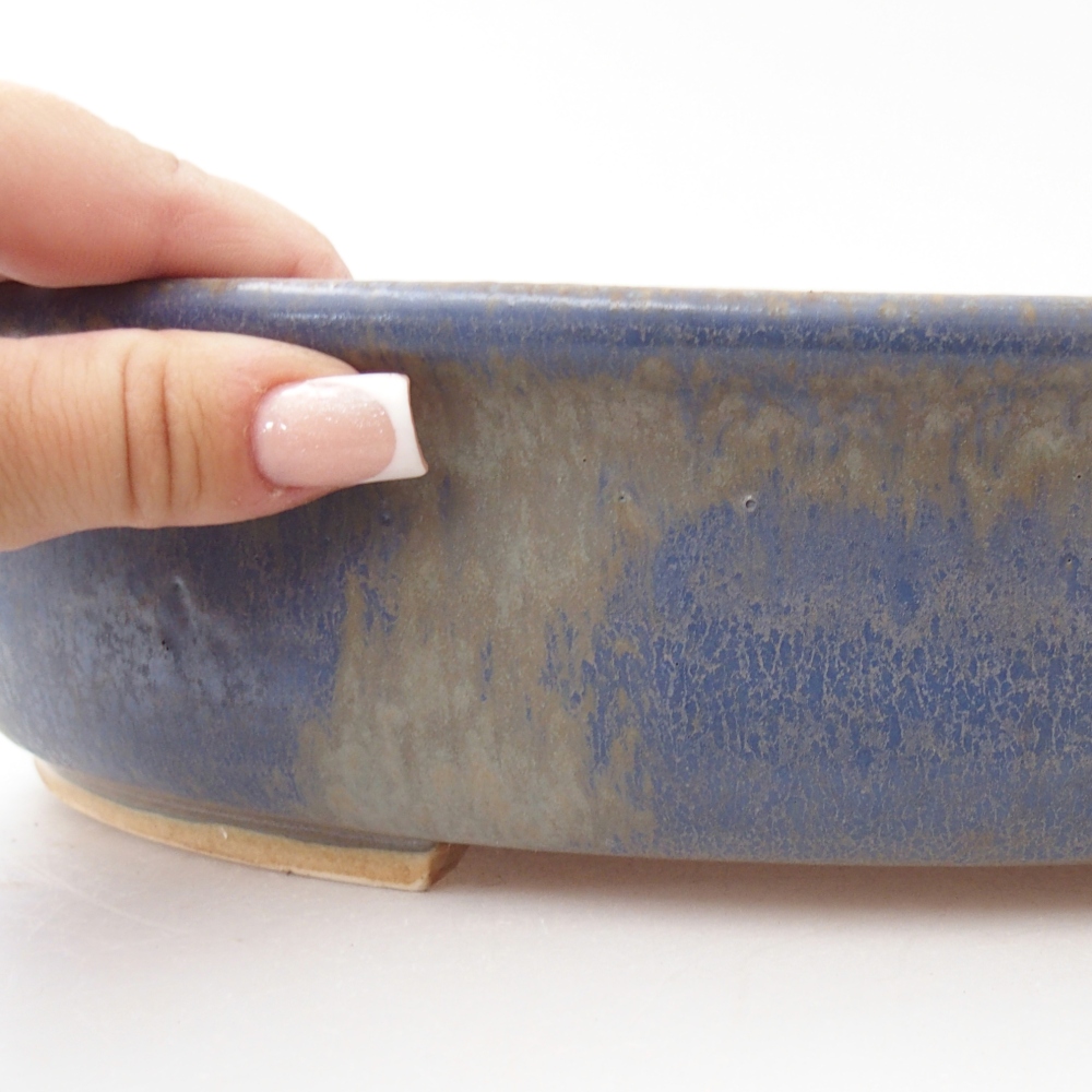 Bonsaischaal van keramiek 32,5 x 28 x 7 cm, kleur blauw