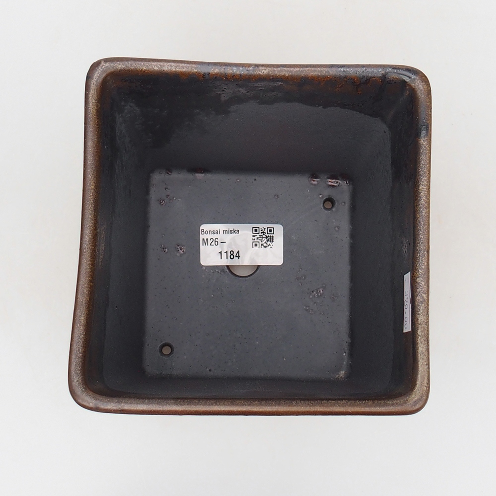 Bonsaischaal van keramiek 13 x 13 x 13 cm, bruin