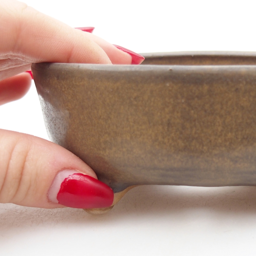 Bonsaischaal van keramiek 11 x 11 x 4,5 cm, bruin