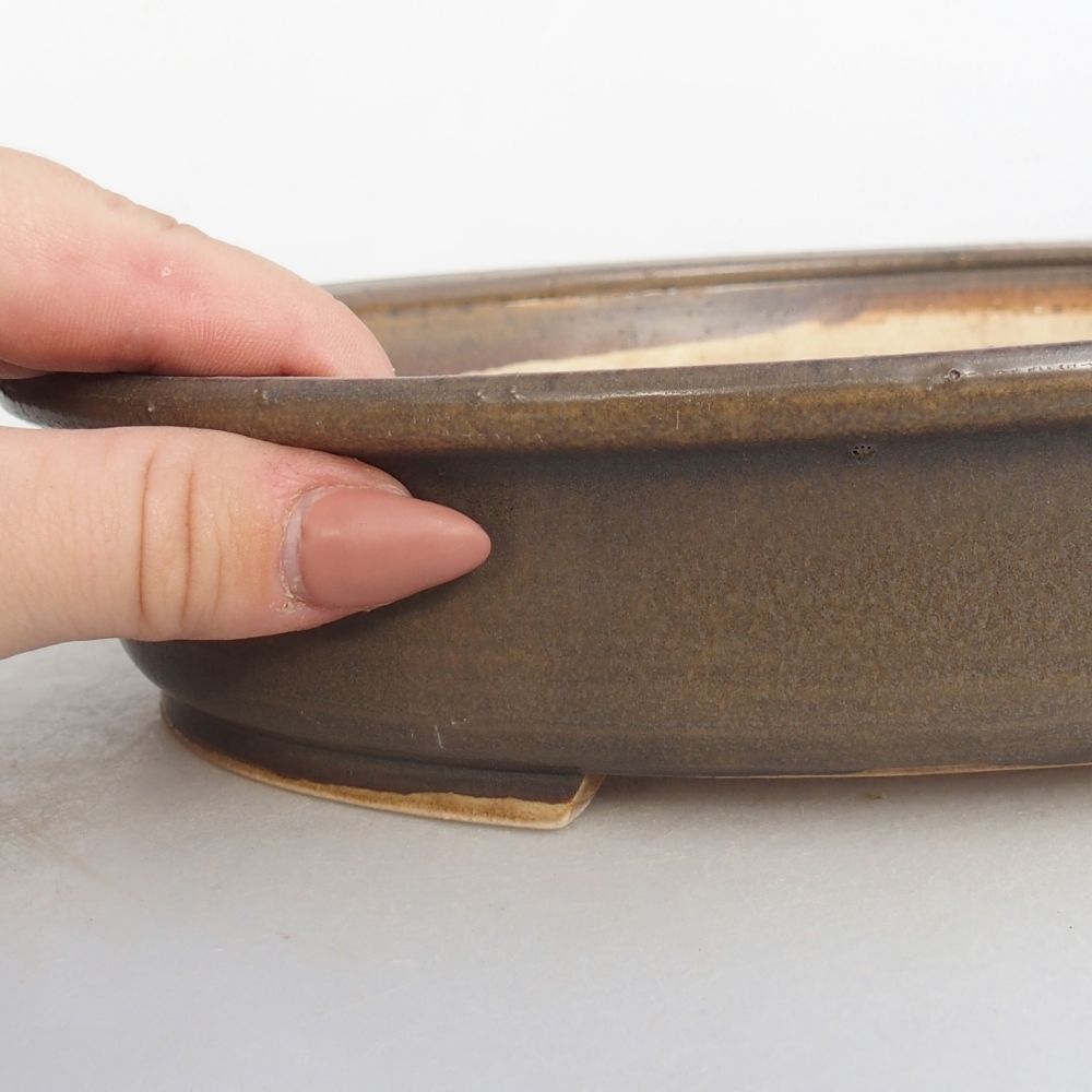 Bonsaischaal van keramiek 24 x 20,5 x 5 cm, bruin